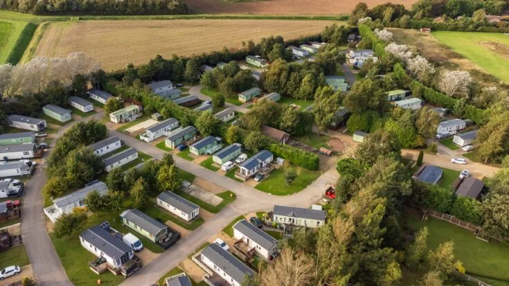 Aerial view of Silverhill Holiday Park set in the Lincolnshire landscape