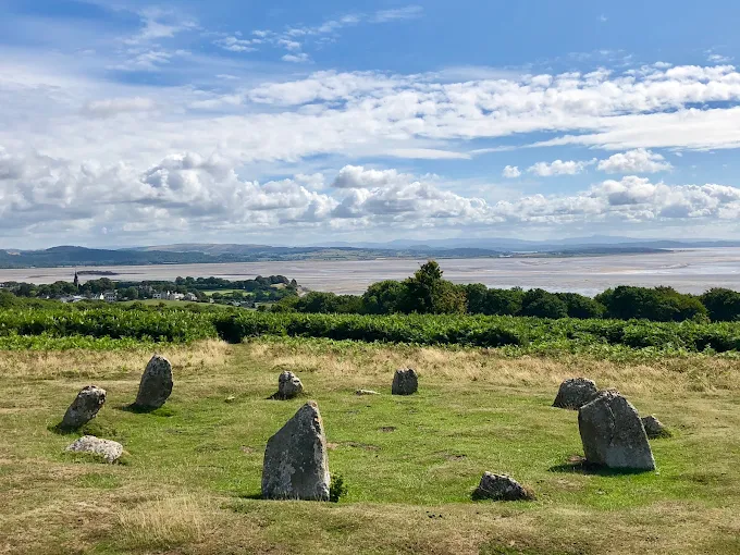 Birkrigg Stone Circle in a picturesque field
